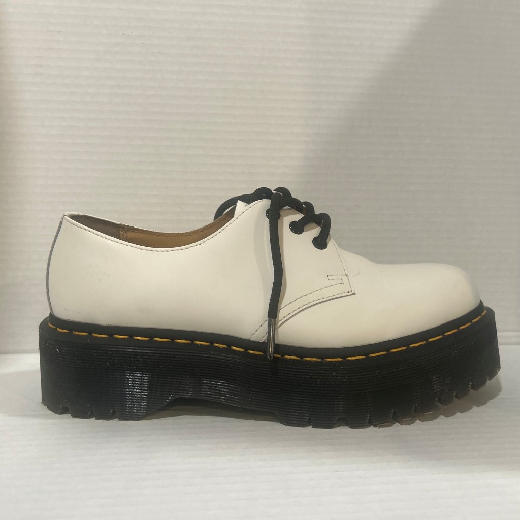 Doctor Martens Docs Polished White Leather 1461 Quad Li Platform 9 Us M